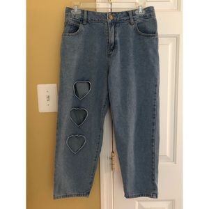 Brie Larson Boogzel Heart Cut Out Jeans 